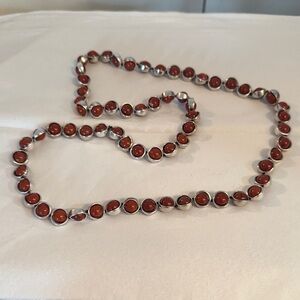 Vintage Elegant Burnt Red and Silver Beaded Necklace